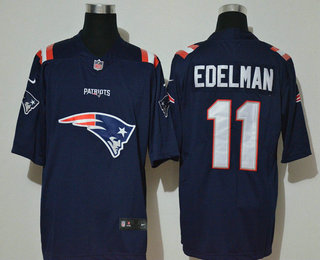 Men’s New England Patriots #11 Julian Edelman Navy Blue 2020 Team Logo Vapor Untouchable Stitched NFL Nike Fashion Limited Jersey