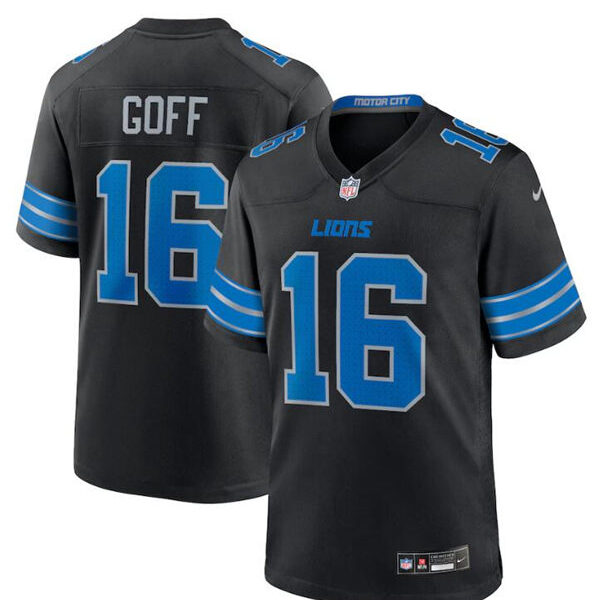 Men’s Detroit Lions #16 Jared Goff Nike 2024 Black 2nd Alternate Limited Jersey
