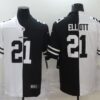 Men’s Dallas Cowboys #21 Ezekiel Elliott White Black Peaceful Coexisting 2020 Vapor Untouchable Stitched NFL Nike Limited Jersey