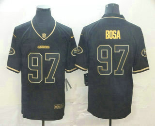 Men’s San Francisco 49ers #97 Nick Bosa Black 100th Season Golden Edition Jersey