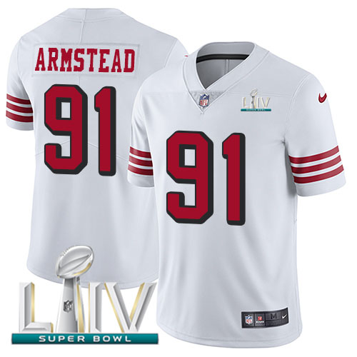 Nike 49ers #91 Arik Armstead White Super Bowl LIV 2020 Rush Men’s Stitched NFL Vapor Untouchable Limited Jersey