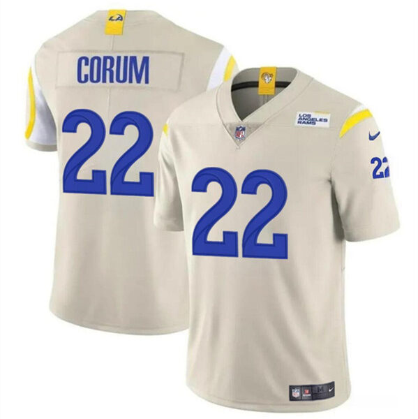 Men’s Los Angeles Rams #22 Blake Corum Bone 2024 Draft Vapor Untouchable Football Stitched Jersey