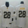 Men’s Oakland Raiders #28 Josh Jacobs White 100th Season Golden Edition Jersey