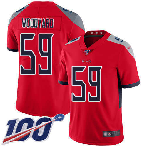 Nike Titans #59 Wesley Woodyard Red Men’s Stitched NFL Limited Inverted Legend 100th Season Jersey