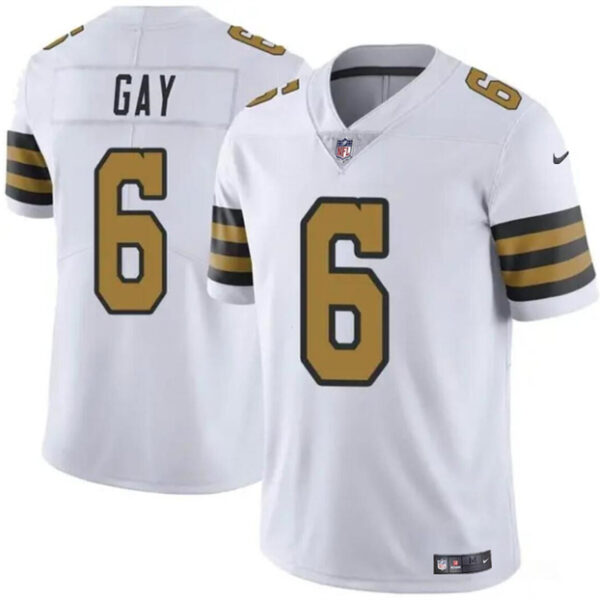 Men’s New Orleans Saints #6 Willie Gay White Color Rush Limited Football Stitched Jersey