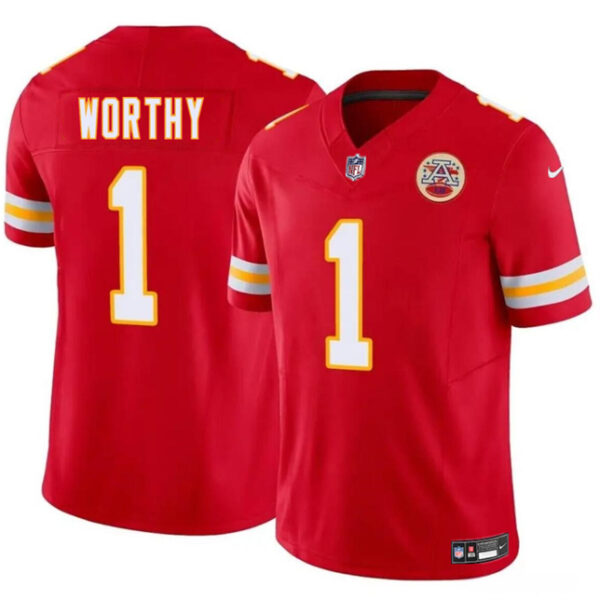 Men’s Kansas City Chiefs #1 Xavier Worthy Red 2024 Draft F.U.S.E. Vapor Untouchable Limited Football Stitched Jersey