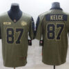 Men’s Kansas City Chiefs #87 Travis Kelce Nike Olive 2021 Salute To Service Limited Player Jersey