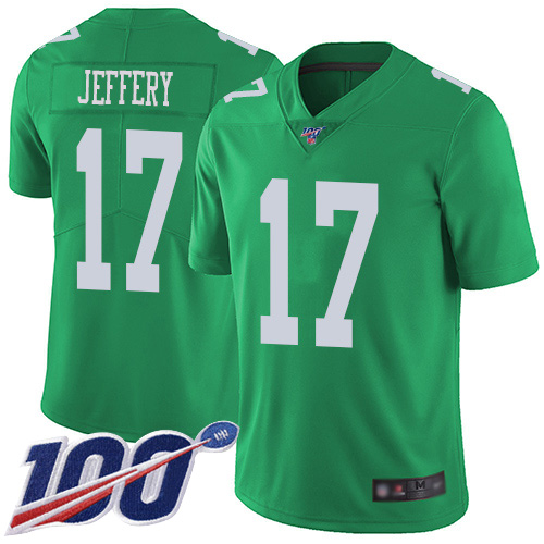 Nike Eagles #17 Alshon Jeffery Green Men’s Stitched NFL Limited Rush 100th Season Jersey