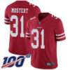 Men’s San Francisco 49ers Red Limited #31 Raheem Mostert Football Home 100th Season Vapor Untouchable Jersey