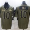 Men’s Kansas City Chiefs #10 Tyreek Hill 2021 Olive Salute To Service Limited Stitched Jersey