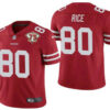Men’s San Francisco 49ers #80 Jerry Rice Red 75th Anniversary Patch 2021 Vapor Untouchable Stitched Nike Limited Jersey