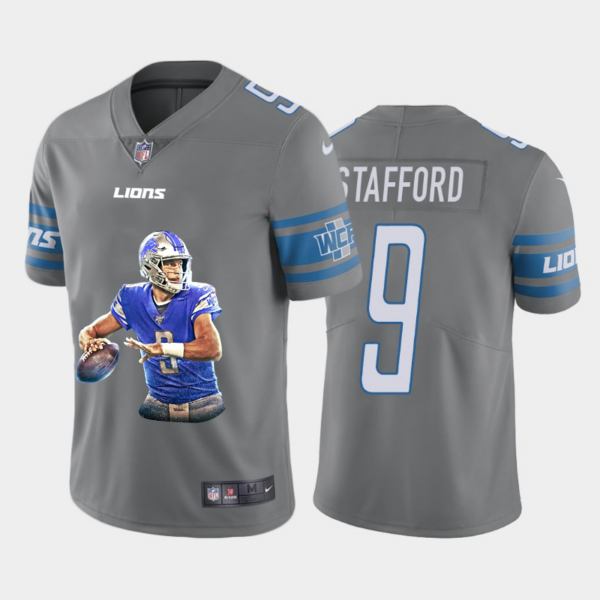 Men’s Detroit Lions #9 Matthew Stafford Grey Player Portrait Edition 2020 Vapor Untouchable Stitched NFL Nike Limited Jersey