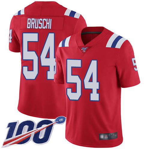 Nike Patriots #54 Tedy Bruschi Red Alternate Men’s Stitched NFL 100th Season Vapor Limited Jersey