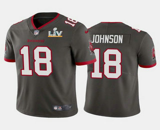 Men’s Tampa Bay Buccaneers #18 Tyler Johnson Grey 2021 Super Bowl LV Limited Stitched NFL Jersey
