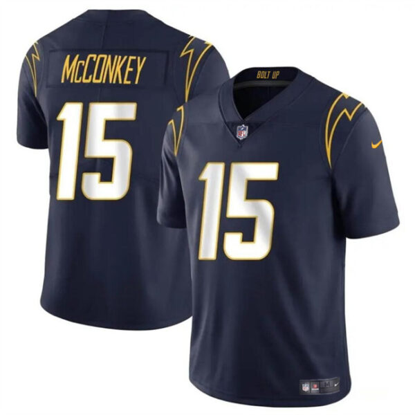 Men’s Los Angeles Chargers #15 Ladd McConkey Navy 2024 Draft Vapor Limited Football Stitched Jersey