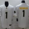 Men’s Miami Dolphins #1 Tua Tagovailoa White 100th Season Golden Edition Jersey