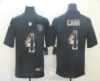 Men’s Oakland Raiders #4 Derek Carr Black Statue Of Liberty Stitched NFL Nike Limited Jersey