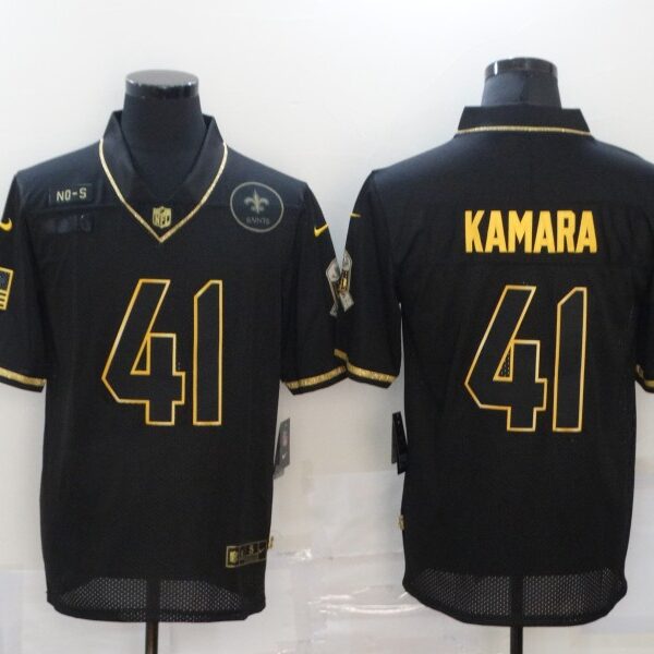Men’s New Orleans Saints #41 Alvin Kamara Black Gold 2020 Salute To Service Stitched NFL Nike Limited Jersey