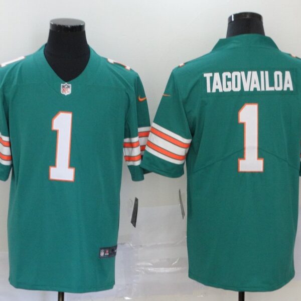 Men’s Miami Dolphins #1 Tua Tagovailoa Green 2020 Color Rush Stitched NFL Nike Limited Jersey