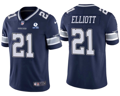 Men’s Dallas Cowboys #21 Ezekiel Elliott 60th Anniversary Navy Vapor Untouchable Stitched NFL Nike Limited Jersey