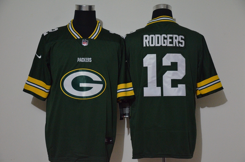 Men’s Green Bay Packers #12 Aaron Rodgers Green 2020 Big Logo Vapor Untouchable Stitched NFL Nike Fashion Limited Jersey