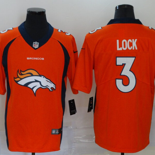 Men’s Denver Broncos #3 Drew Lock Orange 2020 Big Logo Vapor Untouchable Stitched NFL Nike Fashion Limited Jersey