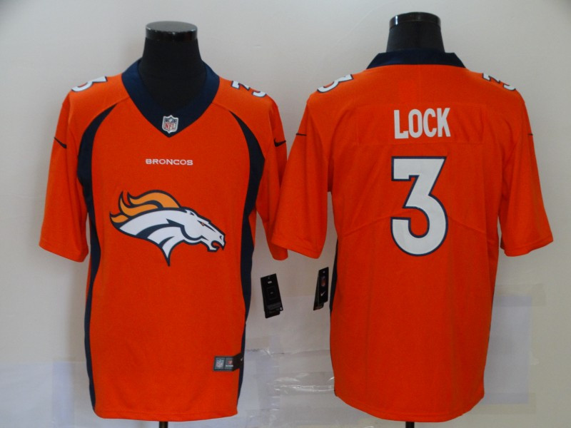 Men’s Denver Broncos #3 Drew Lock Orange 2020 Big Logo Vapor Untouchable Stitched NFL Nike Fashion Limited Jersey