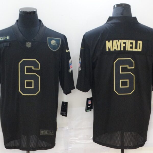Men’s Cleveland Browns #6 Baker Mayfield Black 2020 Salute To Service Stitched NFL Nike Limited Jersey