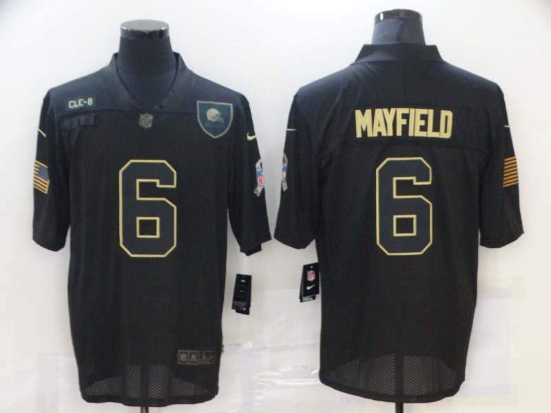 Men’s Cleveland Browns #6 Baker Mayfield Black 2020 Salute To Service Stitched NFL Nike Limited Jersey