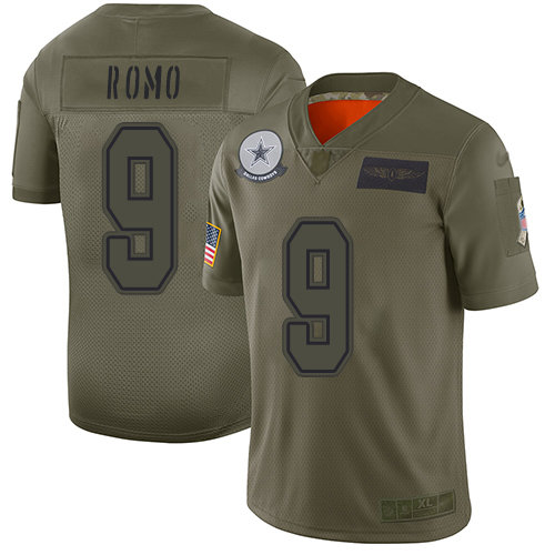 Nike Cowboys #9 Tony Romo Camo Men’s Stitched NFL Limited 2019 Salute To Service Jersey