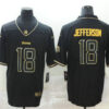 Men’s Minnesota Vikings #18 Justin Jefferson Black 100th Season Golden Edition Jersey