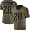 Men’s Olive Philadelphia Eagles #20 Brian Dawkins 2021 Camo Salute To Service Golden Limited Stitched Jersey