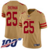 Nike 49ers #25 Richard Sherman Gold Men’s Stitched NFL Limited Inverted Legend 100th Season Jersey