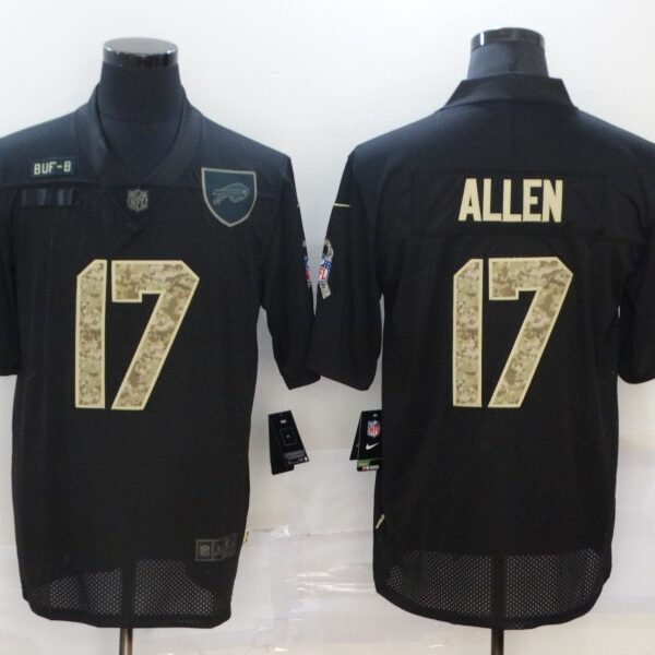 Men’s Buffalo Bills #17 Josh Allen Black Camo 2020 Salute To Service Stitched NFL Nike Limited Jersey