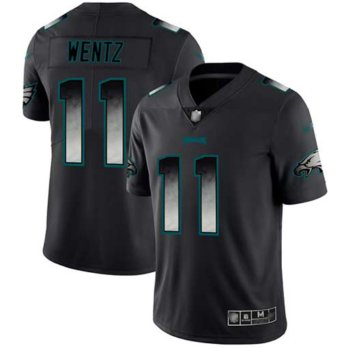 Nike Eagles #11 Carson Wentz Black Men’s Stitched NFL Vapor Untouchable Limited Smoke Fashion Jersey