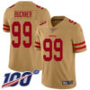 Nike 49ers #99 DeForest Buckner Gold Men’s Stitched NFL Limited Inverted Legend 100th Season Jersey