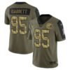Men’s Olive Cleveland Browns #95 Myles Garrett 2021 Camo Salute To Service Limited Stitched Jersey