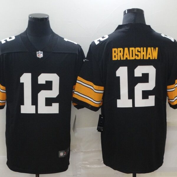 Men’s Pittsburgh Steelers #12 Terry Bradshaw Black 2017 Vapor Untouchable Stitched NFL Nike Throwback Limited Jersey