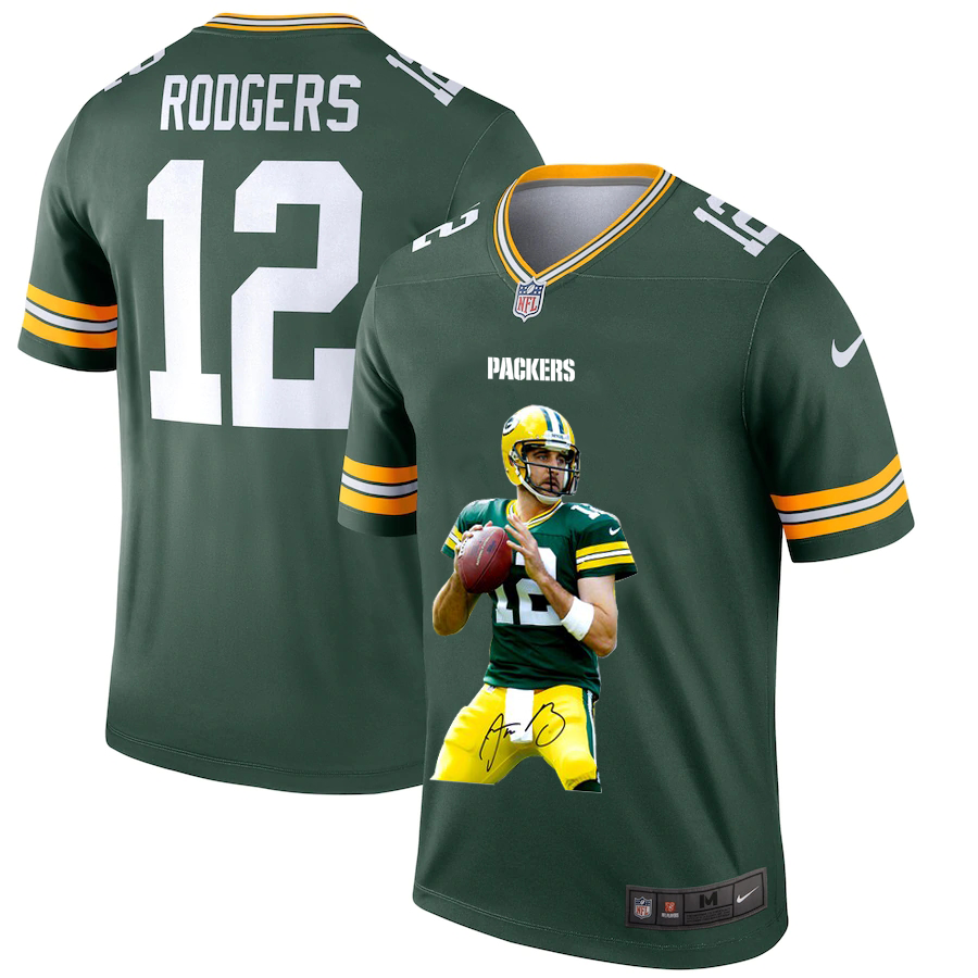 Men’s Green Bay Packers #12 Aaron Rodgers Green Player Portrait Edition 2020 Vapor Untouchable Stitched NFL Nike Limited Jersey