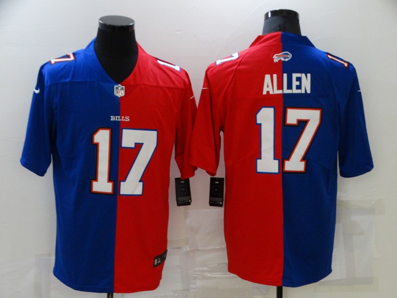 Men’s Buffalo Bills #17 Josh Allen Blue Red Two Tone 2021 Vapor Untouchable Stitched NFL Nike Limited Jersey