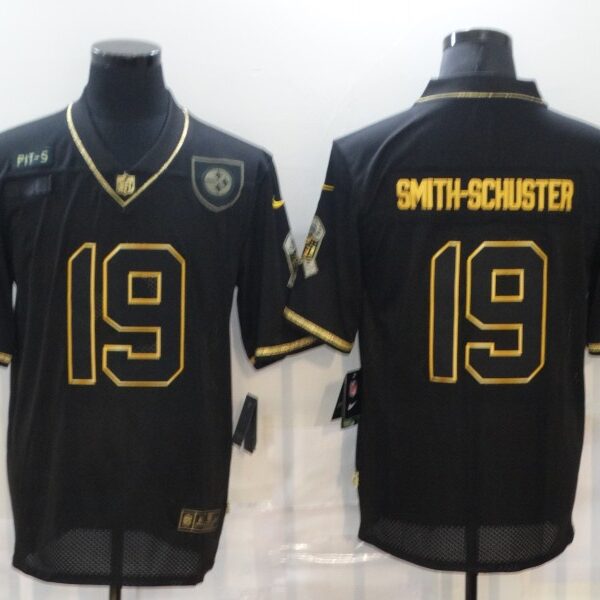 Men’s Pittsburgh Steelers #19 JuJu Smith-Schuster Black Gold 2020 Salute To Service Stitched NFL Nike Limited Jersey