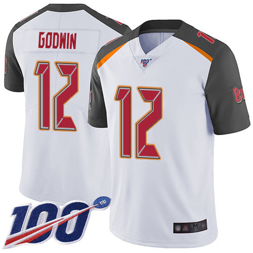 Nike Buccaneers #12 Chris Godwin White Men’s Stitched NFL 100th Season Vapor Limited Jersey