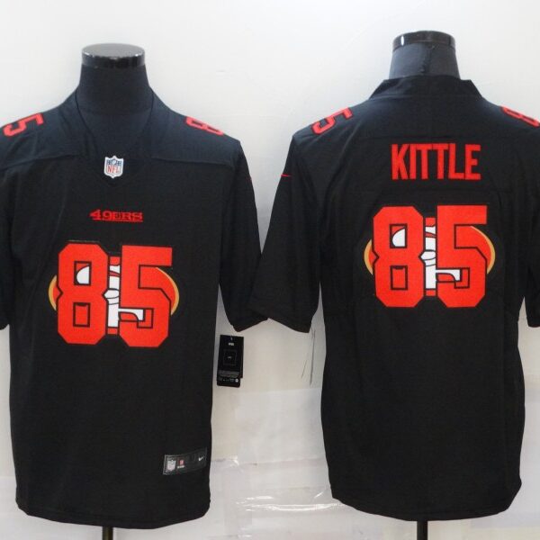 Men’s San Francisco 49ers #85 George Kittle Black 2020 Shadow Logo Vapor Untouchable Stitched NFL Nike Limited Jersey