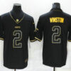 Men’s New Orleans Saints #2 Jameis Winston Black Golden Edition Stitched NFL Nike Limited Jersey