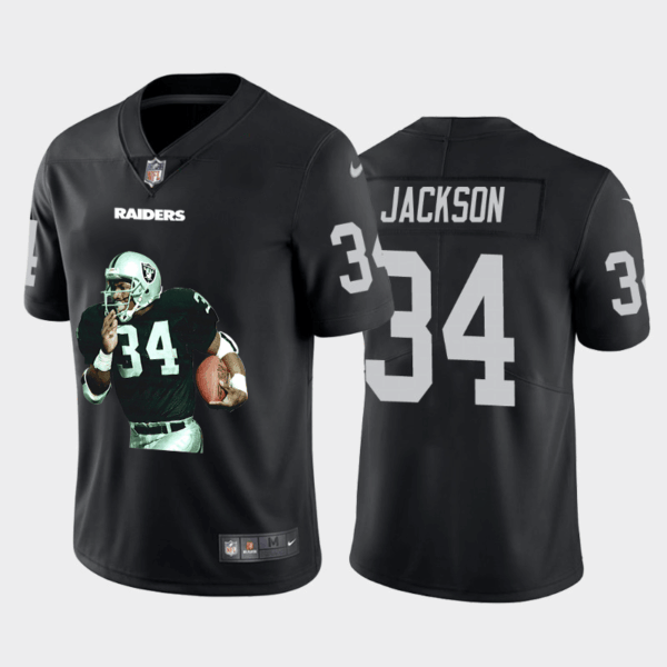 Men’s Las Vegas Raiders #34 Bo Jackson Black Player Portrait Edition 2020 Vapor Untouchable Stitched NFL Nike Limited Jersey