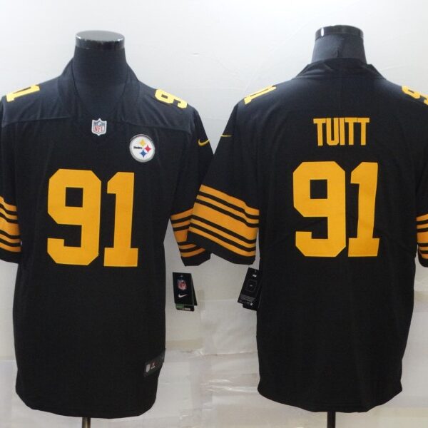 Men’s Pittsburgh Steelers #91 Stephon Tuitt Black 2016 Color Rush Stitched NFL Nike Limited Jersey