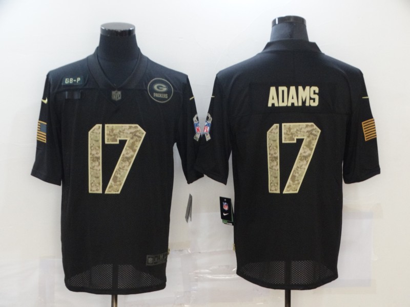 Men’s Green Bay Packers #17 Davante Adams Black Camo 2020 Salute To Service Stitched NFL Nike Limited Jersey