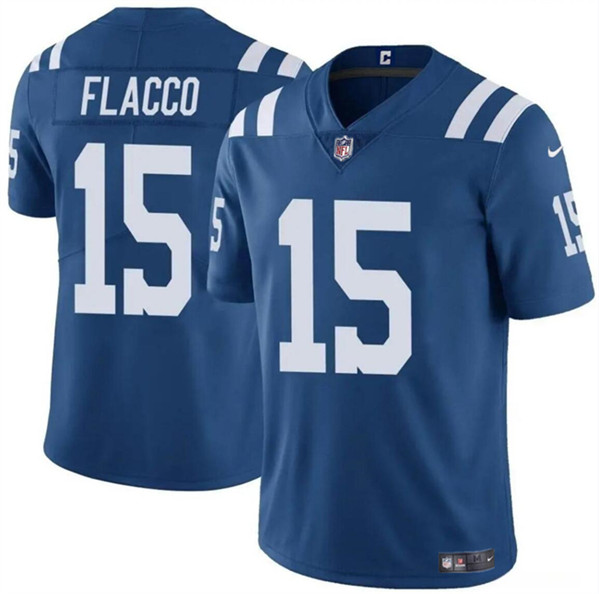 Men’s Indianapolis Colts #15 Joe Flacco Blue Vapor Limited Football Stitched Jersey