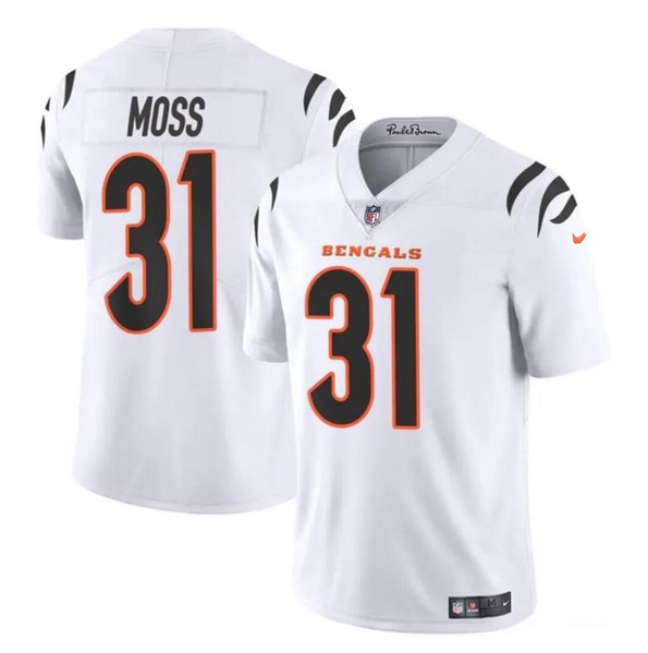 Men’s Cincinnati Bengals #31 Zack Moss White Vapor Untouchable Limited Stitched Jersey