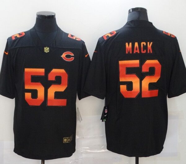 Men’s Chicago Bears #52 Khalil Mack Black Red Orange Stripe Vapor Limited Nike NFL Jersey